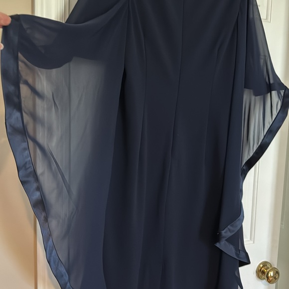 Jessica Howard Chiffon Cape Dress Navy Size 16 NWOT - Picture 5 of 6
